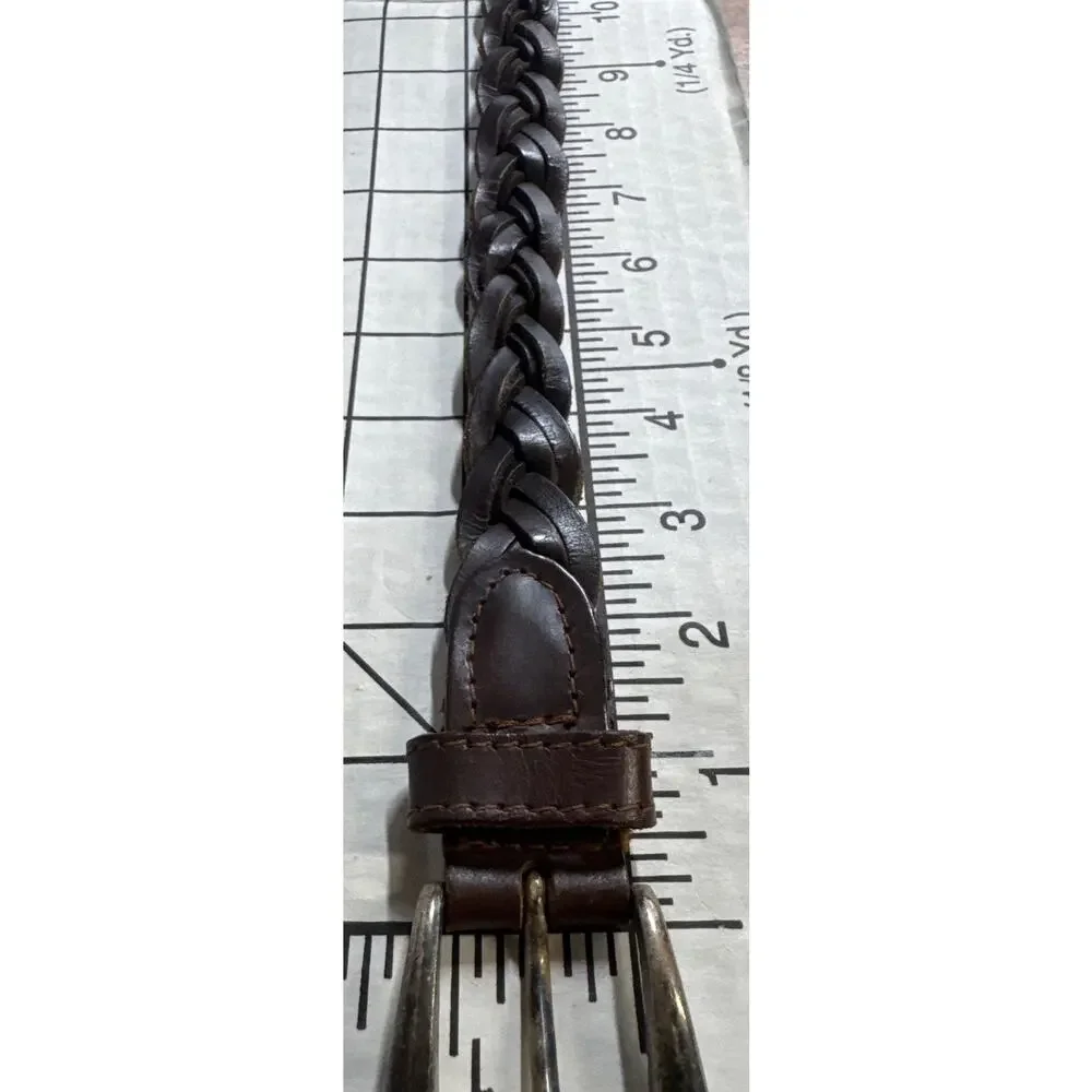 Vintage Distressed Patina Braided Leather Western Silver Buckle 1